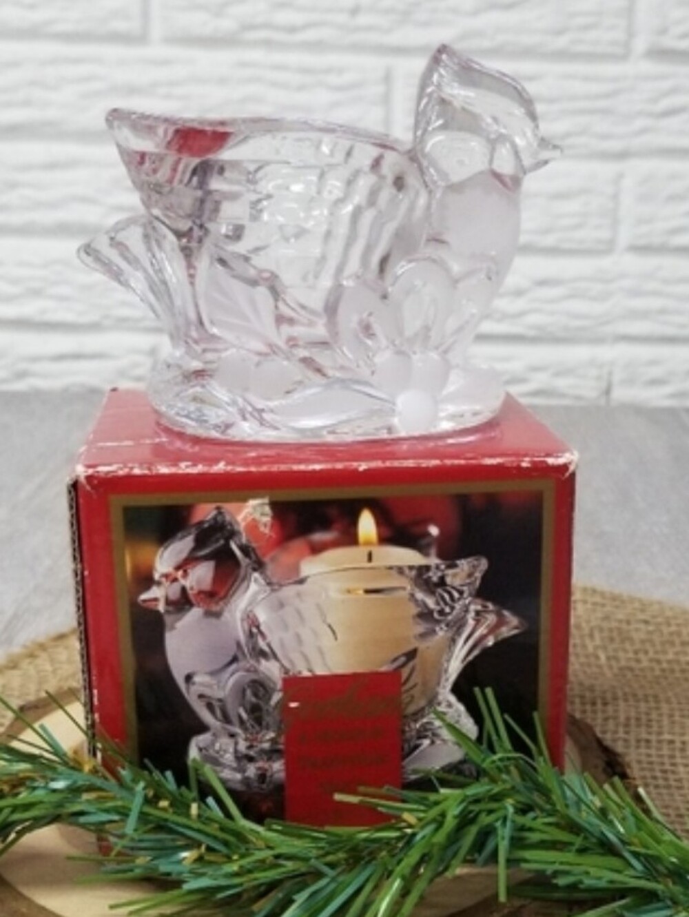 Crystal cardinal votive holder